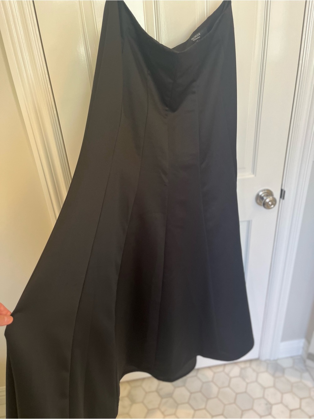 Tadashi Formal Black Satin Long A-line Skirt